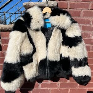 Black & White Fox Fur Jacket